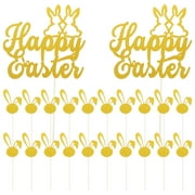 Rhewides 1 Set Easter Paper Topper Rabbit Cake Picks Dessert Cake Inserted Picks